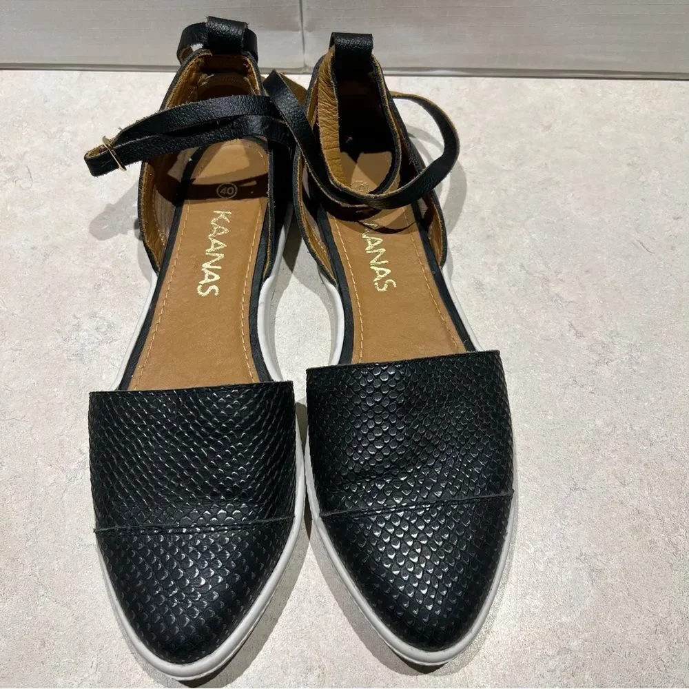 Kaanas St. Thomas Ankle Strap D’Orsay Shoes - Black -‎ Size 40 Espadrille